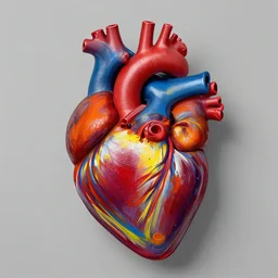 Anatomically correct heart in the style of Jackson Pollock