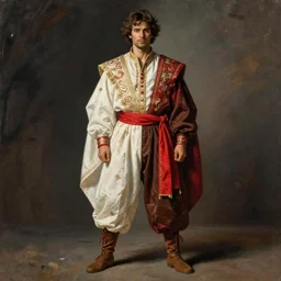 white brown red cloth fabric jodhpurs greg manchess painting by sargent and leyendecker, studio ghibli, fantasy, medium shot, asymmetrical, intricate, elegant, matte painting, illustration, hearthstone, by greg rutkowski, by greg tocchini, by james gilleard, by joe fenton