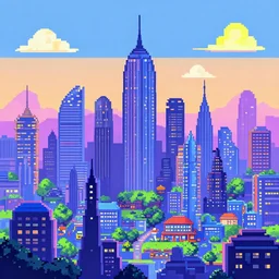 of a pixelart cityscape dream