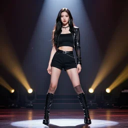 just one black tape project showgirl. full body!! hd, 4 k, stage light.