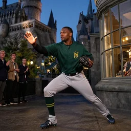 mookie betts at hog warts casting a spell to save harry