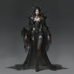 dark fantasy female goddess, fullbody view, wide angle view, highly detailed, qichao wang, artgerm, cushart krenz, zeronis, trending on artstation, soft light, sharp edges, illustration, character design, concept art