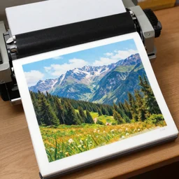 a risograph of an beautiful mountain landscape