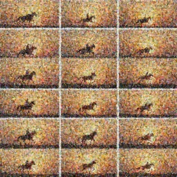 a horse riding into a sunset split into a golden ratio grid of 16 frames with the sunset progressing in each frame, volumetric lighting, digital art