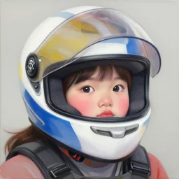 portrait of a cute fat girl in a racing helmet by shusei nagaoka kaws david rudnick airbrush on canvas pastell colors cell shaded 8 k