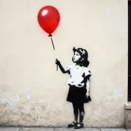 photo of graffiti by banksy of a girl with a red balloon