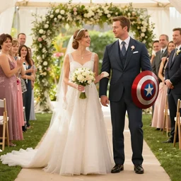 steve rogers and bucky barnes get married screenshot from the mcu : : official promotional image entertainment weekly, gay marriage, bisexual rights, wide shot of the wedding, beautiful, as played by chris evans and sebastian stan