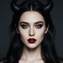 a masterpiece portrait photo of a beautiful young woman who looks like a succubus mary elizabeth winstead, symmetrical face