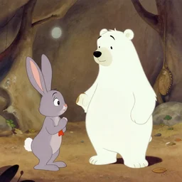 scene from 1 9 2 0's disney cartoon, polar bear rabbit