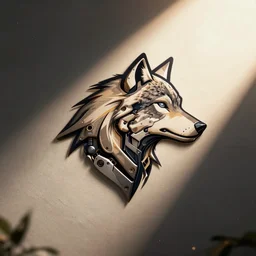 a wolf artistic mechanical logo robotic ai