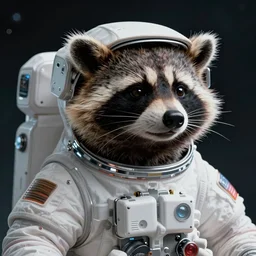 a retrofuturistic chineseraccoon astronaut in space, close up, quint buchholz, wlop, dan mumford, artgerm, liam brazier, peter mohrbacher, raw, featured on artstation, octane render, cinematic, intricate, 8 k