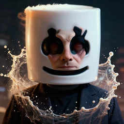 a marshmello as palpatine attacking splash art, movie poster, cinematic lighting, detailed face, dramatic, 8 k render in mudbox, shallow depth of field