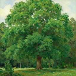 grand green tree in a forest, by winslow homer