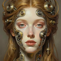 symmetry!! barbara palvin, machine parts embedded into face, intricate, elegant, highly detailed, digital painting, artstation, concept art, smooth, sharp focus, illustration, art by artgerm and greg rutkowski and alphonse mucha, 8 k
