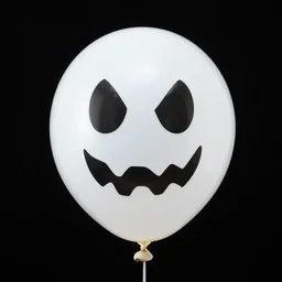 scary balloon, balloon with eyes and a mouth, simple