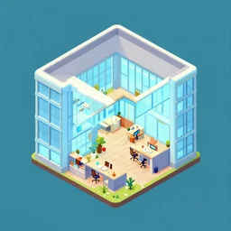isometric view of inside a office building
