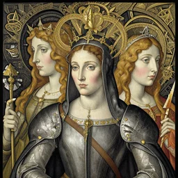 jeanne d'arc in the style of william blake, terese nielsen, detailed, intricate, beautiful faces, steve argyle, triumphant fate