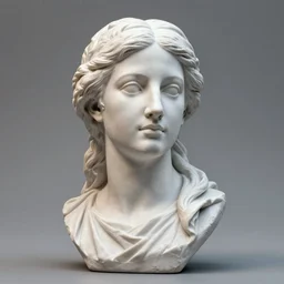 3D resin miniature sculpture by Jean-Baptiste Carpeaux and Antonio Corradini, woman, prefect symmetrical  face, academic art, realistic,  8K, Introduction factory photo, Product Introduction Photo, Hyperrealism. Subsurface scattering, raytracing, Octane Render, Zbrush, simple background
