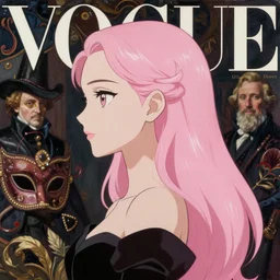 anime, natalie portman mage, vogue, intricate oil painting, trending on artstation, john singer sargent, greg rutkowski, side profile, pink hair, masquerade