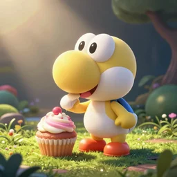 yoshi eating a cupcake in ddlc