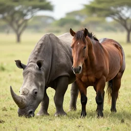 horse mixed with a rhino
