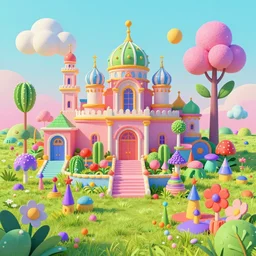 a digital artwork that is a mix of both traditional and digital art. it is a mix of 2 d and 3 d elements, with a bright and colorful palette. the overall look is very surreal and dreamlike