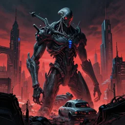 cyberpunk landscape in the style of hr giger