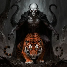 cthulhu but with a tiger body, art by lovecraft