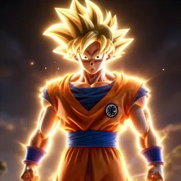 cinematic shot of goku, volumetric lighting, highly detailed, glowing, epic, 8 k