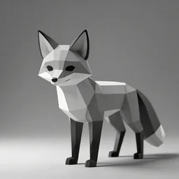 rare classified photo, black & white, studio lighting, low poly fox