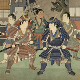 samurai dwarves, japanese fine art, intricate details