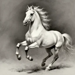 pencil studies, pose reference, galloping white horse, full body, windswept mane and tail, dramatic chiaroscuro, trending on artstation, davinci albrechtdurer