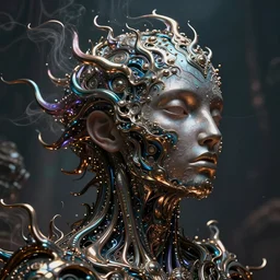 symbolism, chaos , consciousness, illusion , beautiful, random metallic colors, organism, divine, static, fluid , breathe, mythological, legends, dreams , nightmare, pantheon, void , abyss , cinematic lighting , cinematic mood, very detailed, 8k, high resolution, photorealism, wide angle, cinematic atmosphere, elaborate, highly detailed, ornate, shiny, dramatic lighting, realistic,octane render,-H 1024