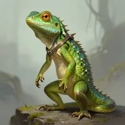 Lizard person, character portrait, fantasy art, D&D