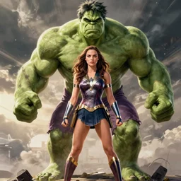 gal gadot as the hulk, illustrated movie poster