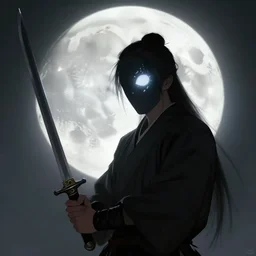 Swordsman with moon for a face