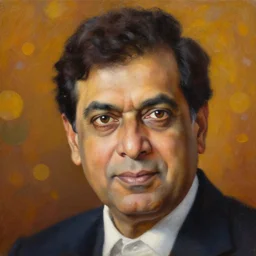 an award winning portrait of Ratan Tata by Mark Arian, oil on canvas, masterpiece, realism, piercing gaze, autumn bokeh