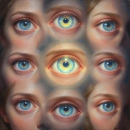 a hyper - detailed 3 d render like a oil painting of the luminous awareness we sense in the eyes of others, surrealism!!!!! surreal concept art, lifelike, photorealistic, digital painting, aesthetic, smooth, sharp focus, artstation hd, by greg rutkowski, chris tulloch mccabe, valentina remenar, krenz cushart and asher duran,