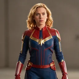 film still of Scarlett Johansson as Captain Marvel in Captain Marvel
