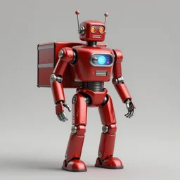 adventurer ( ( ( ( ( 1 9 5 0 s retro future robot android robot delivery. muted colors. ) ) ) ) ) by jean baptiste monge!!!!!!!!!!!!!!!!!!!!!!!!! chrome red
