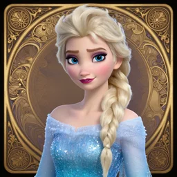 meri deal with blonde hair as Elsa from Frozen, western, D&D, fantasy, intricate, elegant, highly detailed, digital painting, artstation, concept art, matte, sharp focus, illustration, art by Artgerm and Greg Rutkowski and Alphonse Mucha