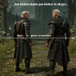 “ joe biden duels joe biden in skyrim, in - game screenshot ”