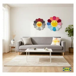 IKEA catalogue photo of a living room, by Takashi Murakami