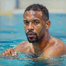 palette knife oil painting portrait of swimming coach bradley ferrell, extreme detail, artstation trending, artgerm, any racial background, deviant art, octane, substance, art history 8 k