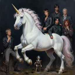 concept art of unicorn, highly detailed painting by dustin nguyen, akihiko yoshida, greg tocchini, greg rutkowski, cliff chiang, 4 k resolution, trending on artstation, 8 k