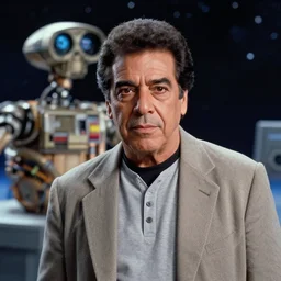 film still of young old Cheech Marin with HAL 9000 computer in the background as Dr. Dave Bowman in 2001 A Space Odyssey