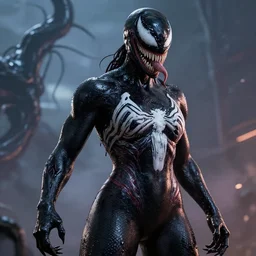 beautiful woman venom, cinematic, 3 5 mm, hyperreality, high detailed, 8 k