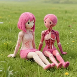 👧🏽♥👧🏻 sitting on field, made by ilya kuvshinov, made in abyss and artgem lau, inspired in made in abyss anatomically correct