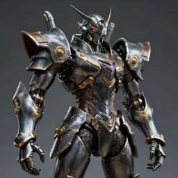 hyper realistic glorious ancient wargreymon in a obsidian metal armor, futuristic design, designed by makoto kobayashi and luca zampriolo, portrait, cyberpunk style, wood and gold details, intricate, extremely detailed, ornate, deep of field, hard surface, exoskeleton, substance designer metal unreal engine. amazing likeness. very detailed.