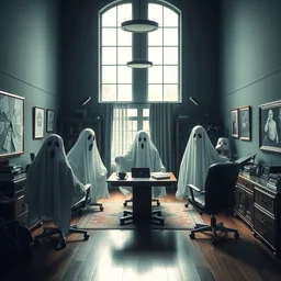 a group of ghost in the room office trunp